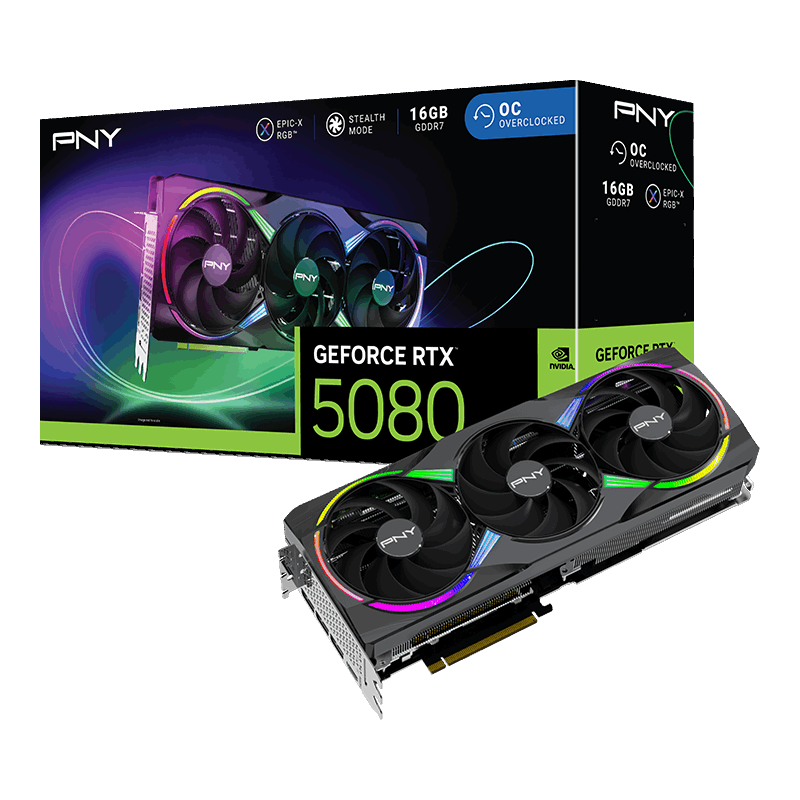 PNY RTX 5080 EPIC-X RGB OC 16GB Graphics Card
