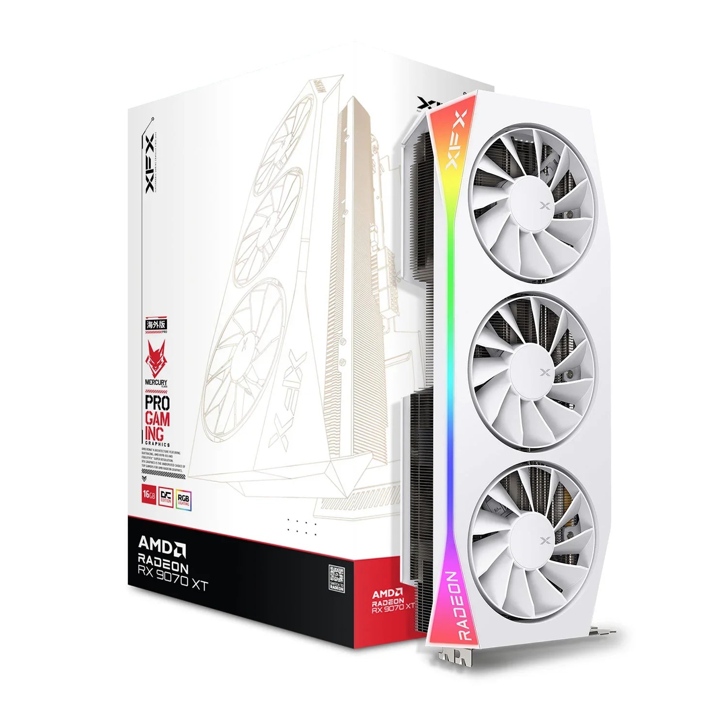 XFX RX 9070 XT Mercury OC White RGB 16GB Graphics Card