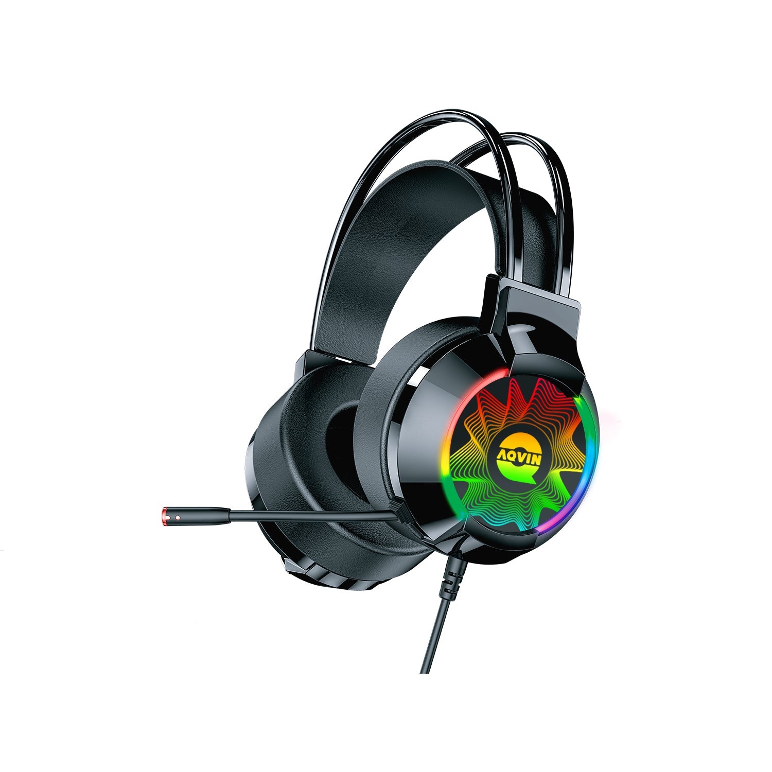 AQVIN Q310 RGB Wired Gaming Headset. RGB Backlight. 7.1 Stereo Surround Sound. 50MM Drivers. Adjustable Microphone. Over-Ear Headphones for PC. Laptop etc - Black