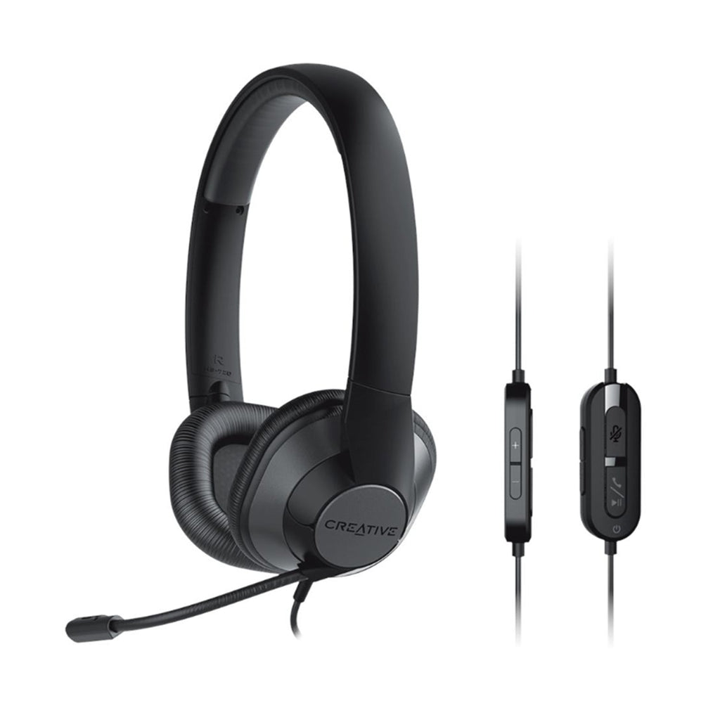 Creative HS-720 V2 Wired Headset With Noise-Cancelling Mic and Inline Remote 30mm Neodymium Drives Plug-and-Play Compatible With any PC or Mac Computer USB-A Port - (51EF0960AA000)