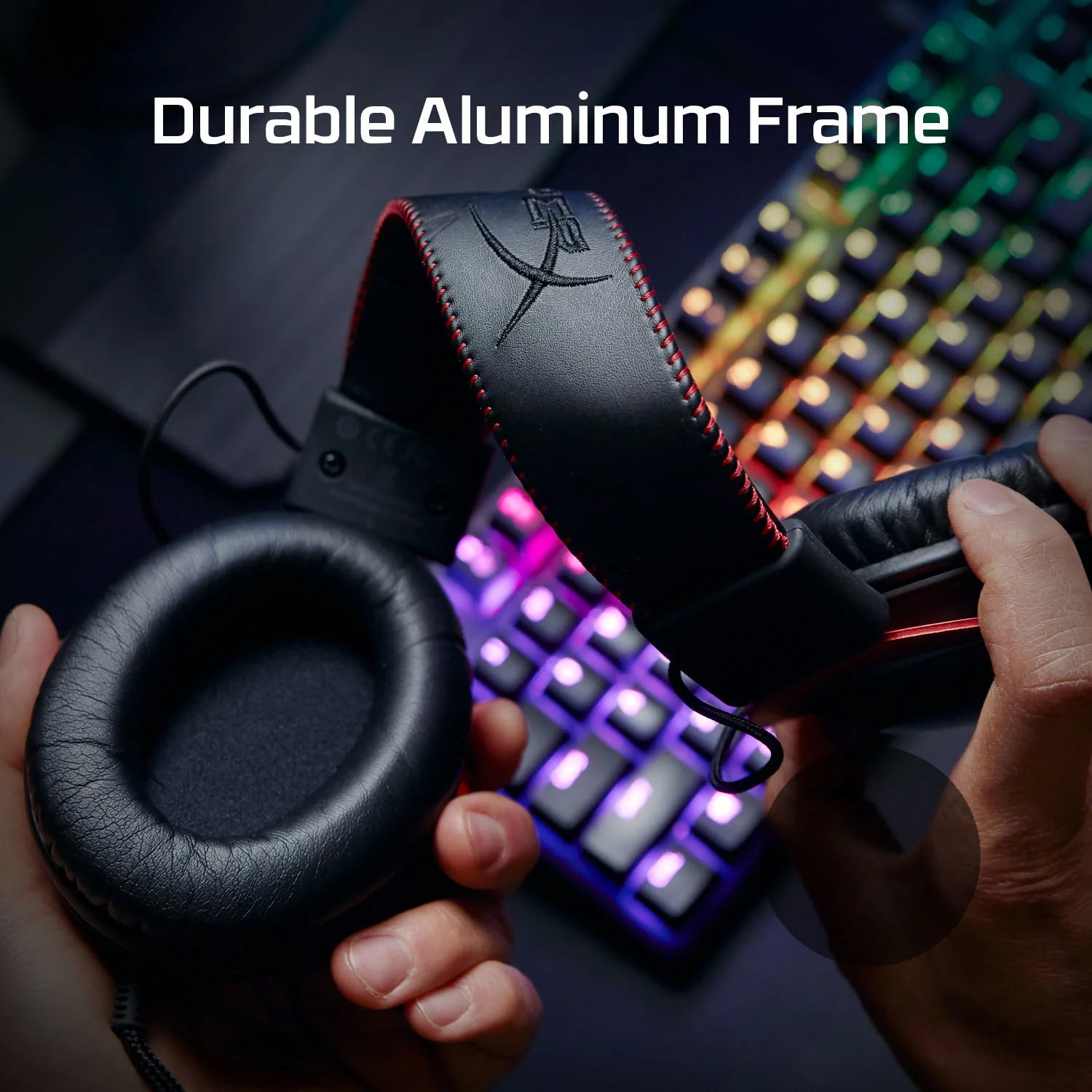 HyperX Cloud II – Wired Gaming Headset for PC. Active Noise Cancellation. Durable Aluminum Frame. Detachable Microphone. Compatibility With PC. PS5. PS4. Black-Red