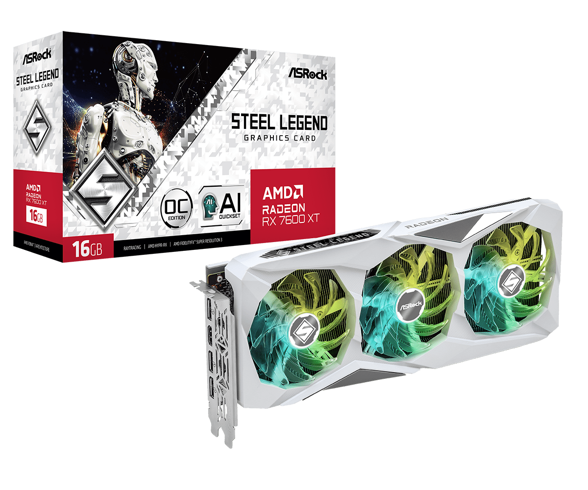 ASRock Radeon RX 7600 XT Steel Legend OC 16GB Graphics Card